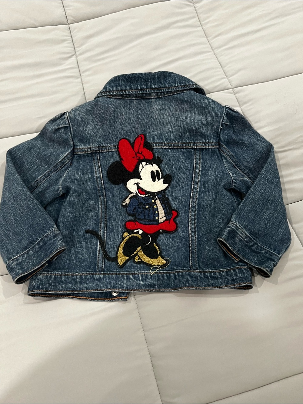 GAP Kids Denim Jacket with Minnie Mouse Patch - Blue with Red & Gold Accents